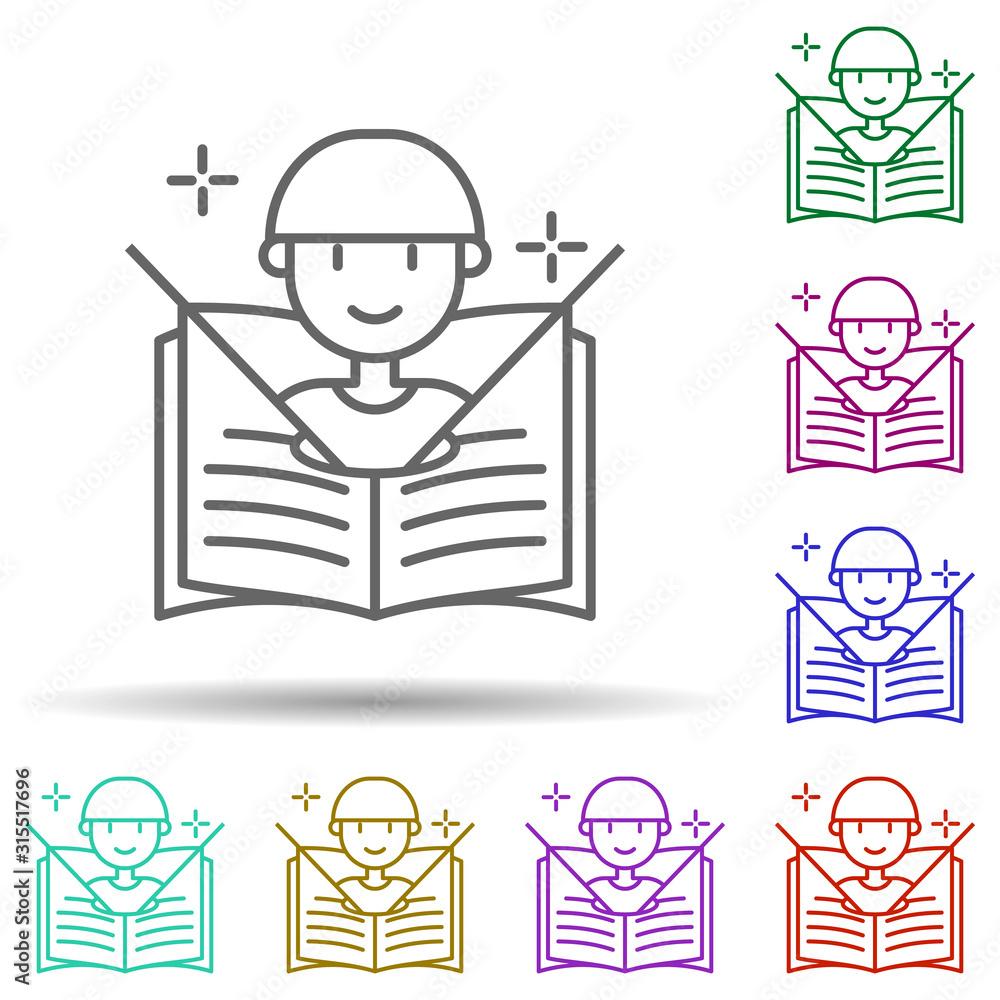 Poster book, technology in multi color style icon. simple thin line, outline vector of future world icons f