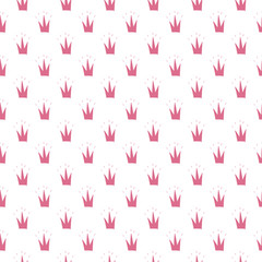 Crown Seamless Pattern, hand drawn royal doodles background, Vector Illustration