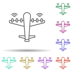 Plane, technology in multi color style icon. Simple thin line, outline vector of future world icons for ui and ux, website or mobile application
