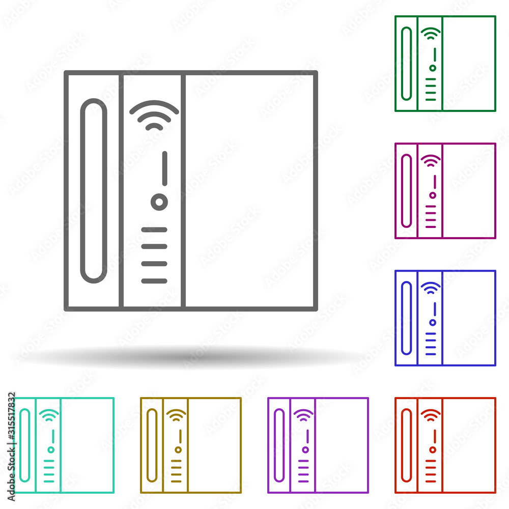 Poster door, technology in multi color style icon. simple thin line, outline vector of future world icons f