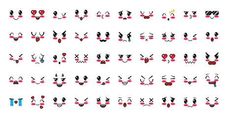 Fototapeta na wymiar Isolated kawaii cartoon face icon set vector design