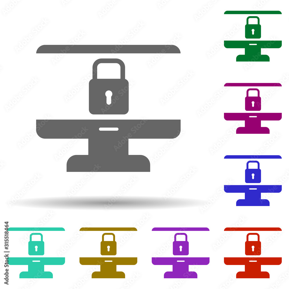 Aufkleber computer, security in multi color style icon. simple glyph, flat vector of gdpr icons for ui and ux,