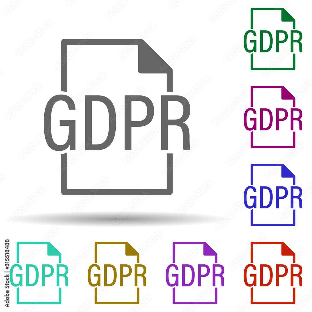 Poster gdpr, document in multi color style icon. simple glyph, flat vector of gdpr icons for ui and ux, web