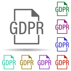 Gdpr, document in multi color style icon. Simple glyph, flat vector of gdpr icons for ui and ux, website or mobile application