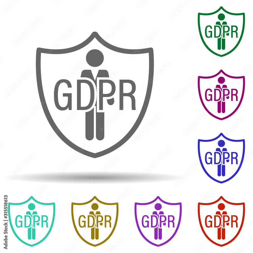 Poster person, security in multi color style icon. simple glyph, flat vector of gdpr icons for ui and ux, w