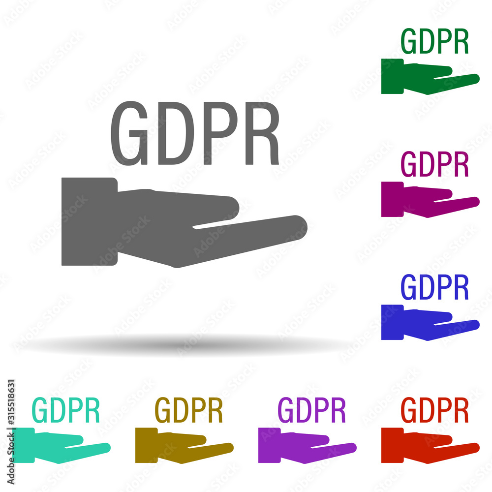 Poster care, gdpr in multi color style icon. simple glyph, flat vector of gdpr icons for ui and ux, website