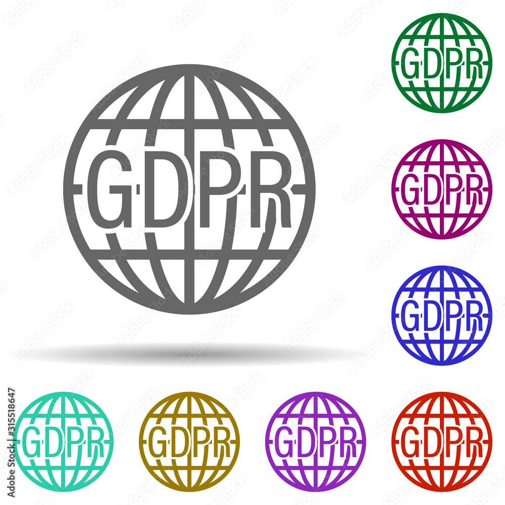 Poster world, gdpr in multi color style icon. simple glyph, flat vector of gdpr icons for ui and ux, websit