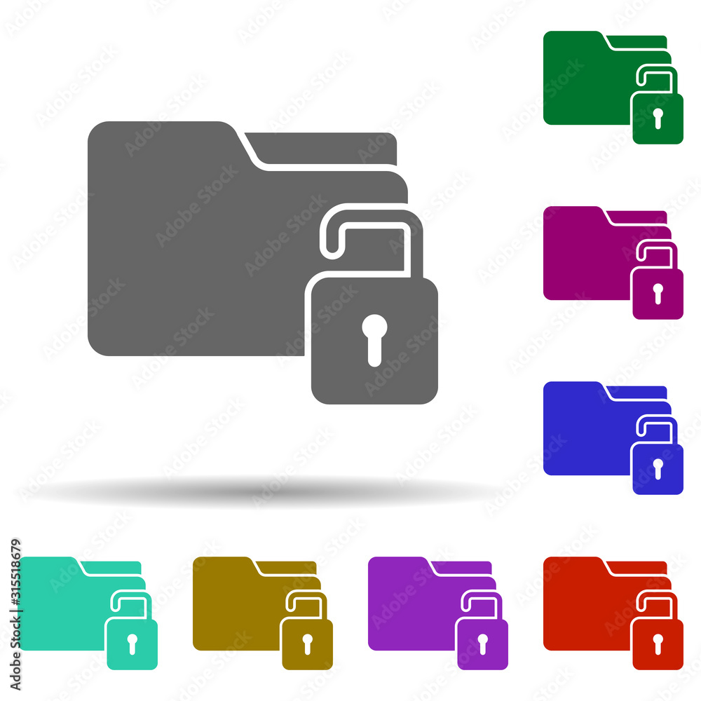 Poster unsecure, document in multi color style icon. simple glyph, flat vector of gdpr icons for ui and ux,