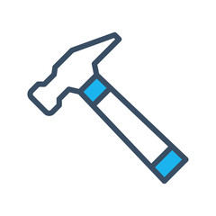 Hammer icon design template, vector icon designed in filled color style on white background, can be used for web and various needs of your project