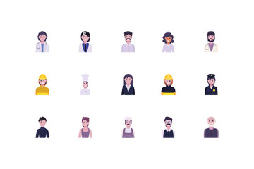 Set of diversity people and workers vector design