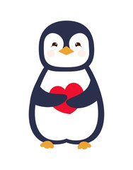 greeting card with cute penguin, Valentine Day