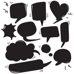 collection of Hand drawn set of speech bubbles. Doodle element. Vector illustration. cartoon