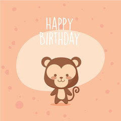 monkey cartoon and happy birthday vector design