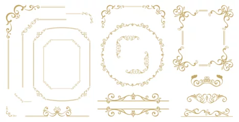 Fotobehang Luxury Gold vintage invitation vector set. Ornamental curls, dividers, Border design  and golden components design  for wedding invite, menus, certificates, boutiques, spa and logo design. © TWINS DESIGN STUDIO