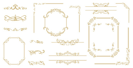 Luxury Gold vintage invitation vector set. Ornamental curls, dividers, Border design  and golden components design  for wedding invite, menus, certificates, boutiques, spa and logo design. - obrazy, fototapety, plakaty