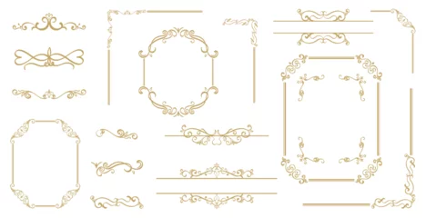 Poster Luxury Gold vintage invitation vector set. Ornamental curls, dividers, Border design  and golden components design  for wedding invite, menus, certificates, boutiques, spa and logo design. © TWINS DESIGN STUDIO
