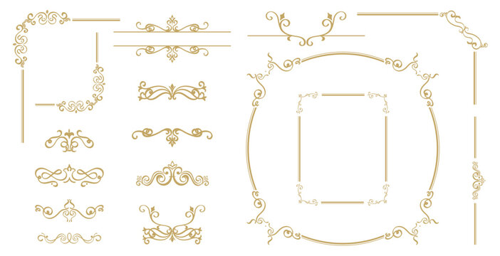 Luxury Gold vintage invitation vector set. Ornamental curls, dividers, Border design  and golden components design  for wedding invite, menus, certificates, boutiques, spa and logo design.