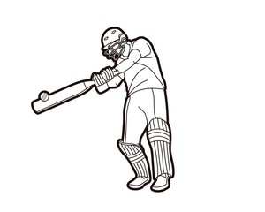 Cricket player action cartoon sport graphic vector
