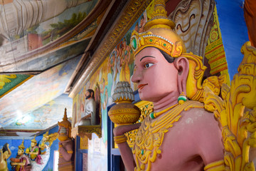 Colorful Religious Statue in Historic  Angurukaramulla Temple - Colombo, Sri Lanka (Negombo)