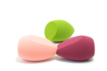 Beauty blender on white isolated background for cosmetics