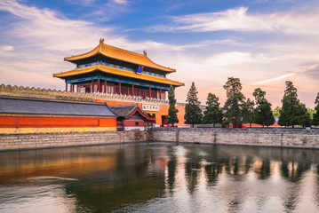 Divine Might gate of forbidden city, beijing. the translation of the chinese text are 