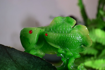 jade Is a jade carving of two beautiful fishes