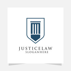 justice law logo design template. attorney logo with pillar and star shape illustration