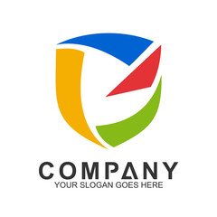 Colorful Shield Letter G Logo, Protection And Care Logo, Guardian Symbol