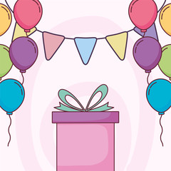Happy birthday gift and balloons vector design