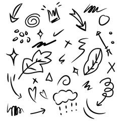 Vector hand drawn collection of design element. Doodle abstract illustration. use for concept design