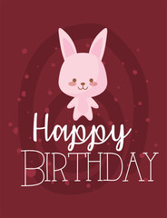 rabbit cartoon and happy birthday vector design
