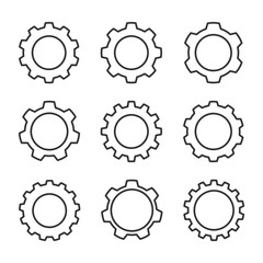 Gear icon set on white background.