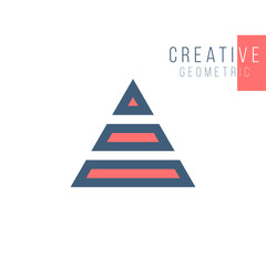 Fototapeta premium Geometrical triangle or arrow in three parts logo design. Technology business identity concept. Creative corporate template. Stock Vector illustration isolated on white background.
