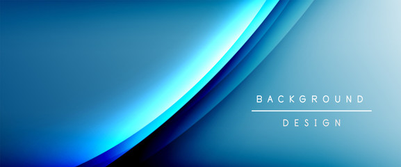 Obraz premium Wave liquid style lines with shadows and light on gradient background. Trendy simple fluid color gradient abstract background with dynamic straight shadow line effect