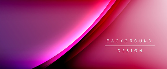 Wave liquid style lines with shadows and light on gradient background. Trendy simple fluid color gradient abstract background with dynamic straight shadow line effect