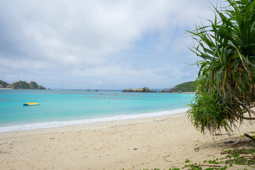 Beautiful landscape at Aharen Beach on Tokashiki Island in Okinawa, Japan.