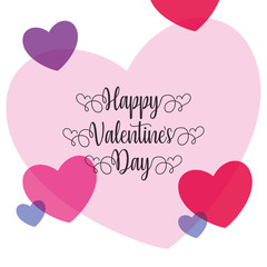 Happy valentines day purple and pink hearts vector design