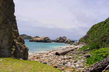 Beautiful landscape at Aharen Beach on Tokashiki Island in Okinawa, Japan.