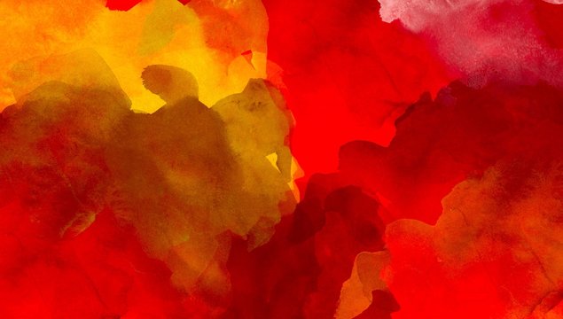 Red abstract watercolor hand painted background
