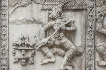 Fototapeta na wymiar Wall carvings from Ramayana literature