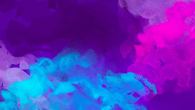 Purple blue colorful abstract watercolor hand painted background