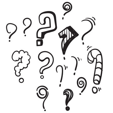 collection of hand drawn question marks. doodle questions marks set. vector illustration.