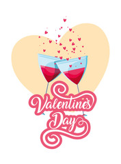 Happy valentines day hearts and cocktails vector design