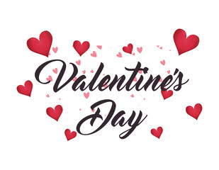 Happy valentines day red hearts vector design