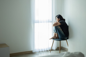 panic attacks alone young woman sad fear stressful depressed emotion.crying begging help.stop abusing domestic violence,person with health anxiety,people bad frustrated exhausted feeling down
