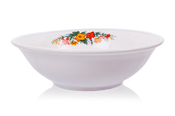 White ceramic bowl isolated on white background, clipping paths.