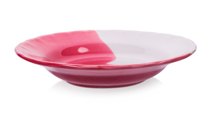 Pink and white plate  isolate on the white background.