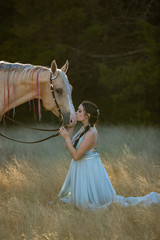 Girl in Long Dinoress with Palom