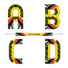 Alphabet Racing Flag style in a set ABCD