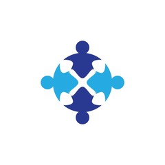 Obraz premium Teamwork logo vector icon